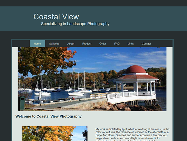 Coastal View Photography website image